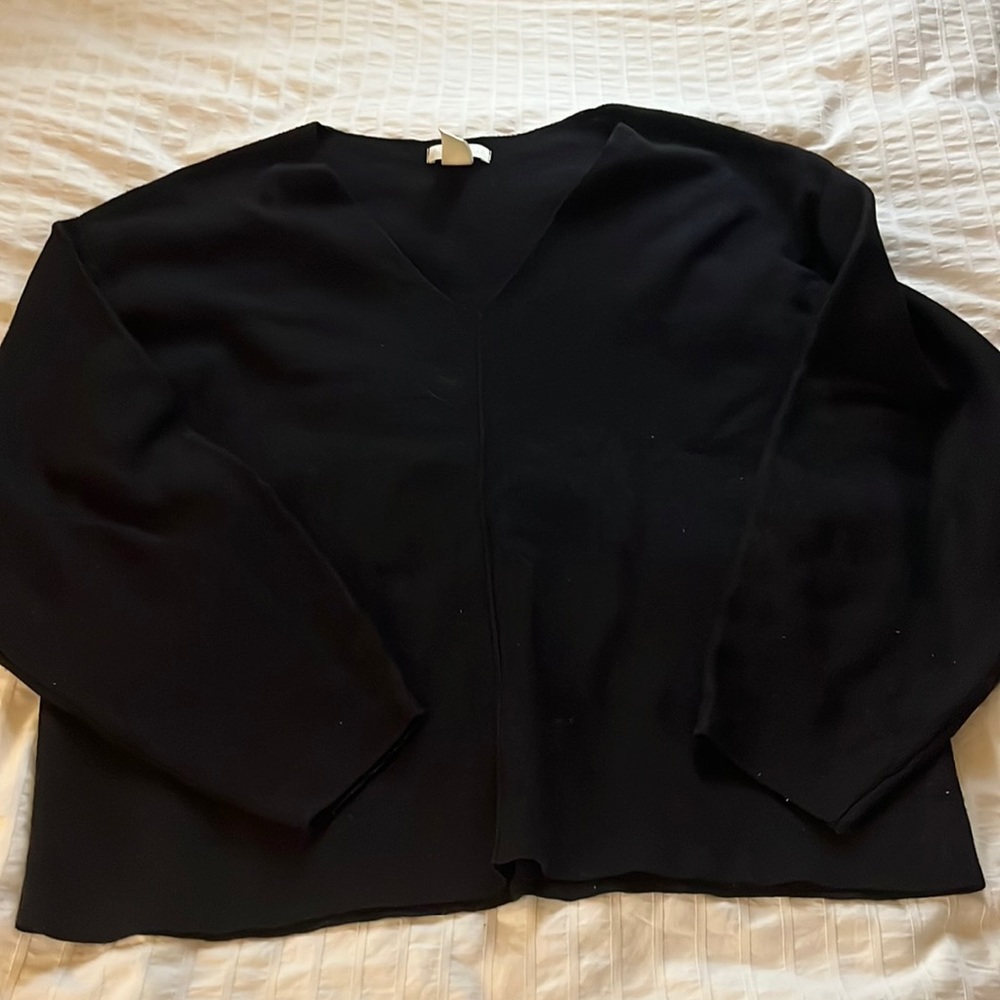 H&M Thin Knit V-neck Sweater Long Sleeve Black